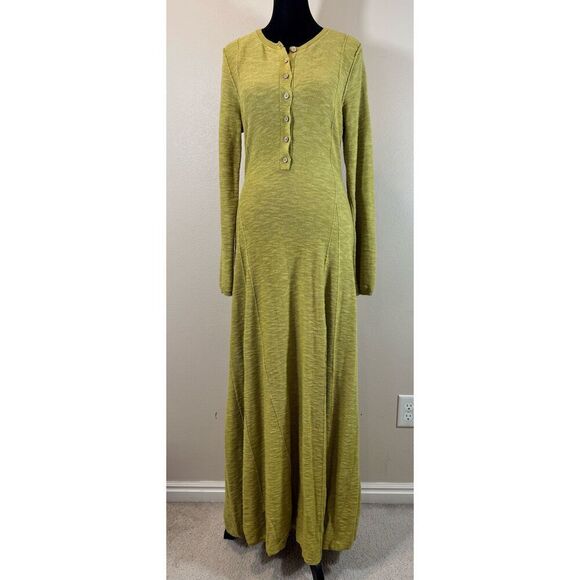 NWOT Free People Beach El Topo Sweater Bitter Olive Linen Blend Maxi Dress Small - Picture 2 of 10